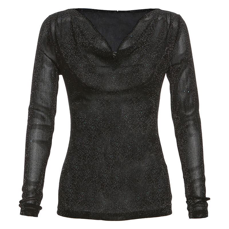 Sparkly Mesh Long Sleeve Top