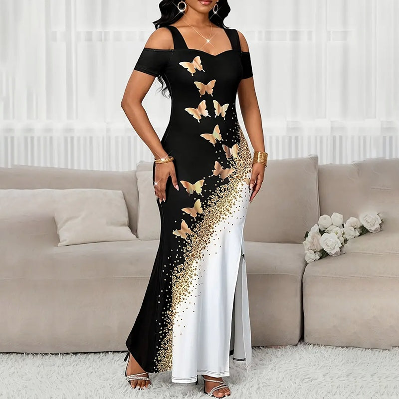 Butterfly Colorblock Maxi Dress