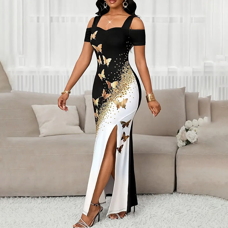 Butterfly Colorblock Maxi Dress