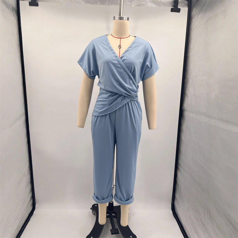 V-Neck 2-Piece Lounge Set