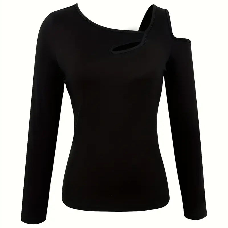 Cut-Out Off Shoulder Long Sleeve Top