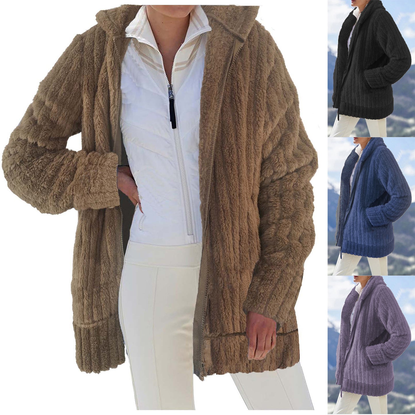 Cozy Plush Hooded Zip Jacket