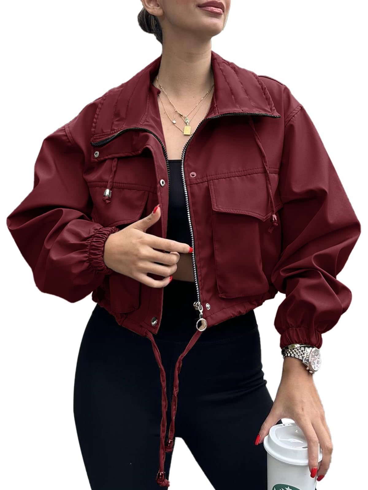 Chic Zip-Up Short Trench Jacket