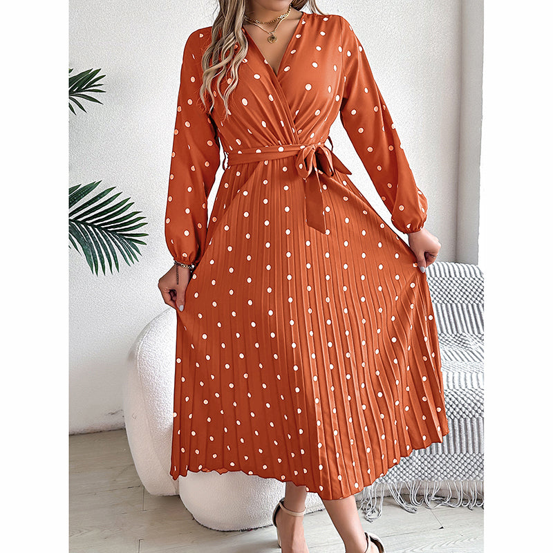 Polka Dot Maxi Dress with Belt