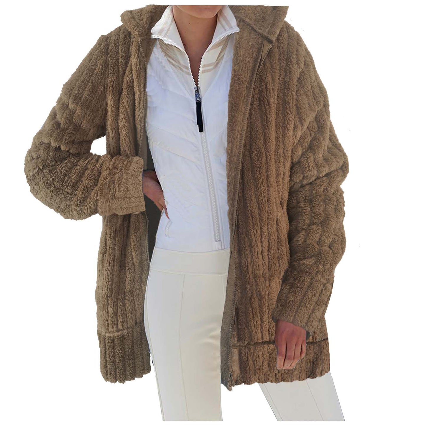 Cozy Plush Hooded Zip Jacket