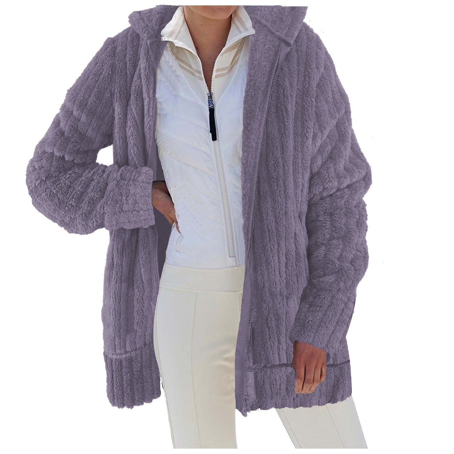 Cozy Plush Hooded Zip Jacket