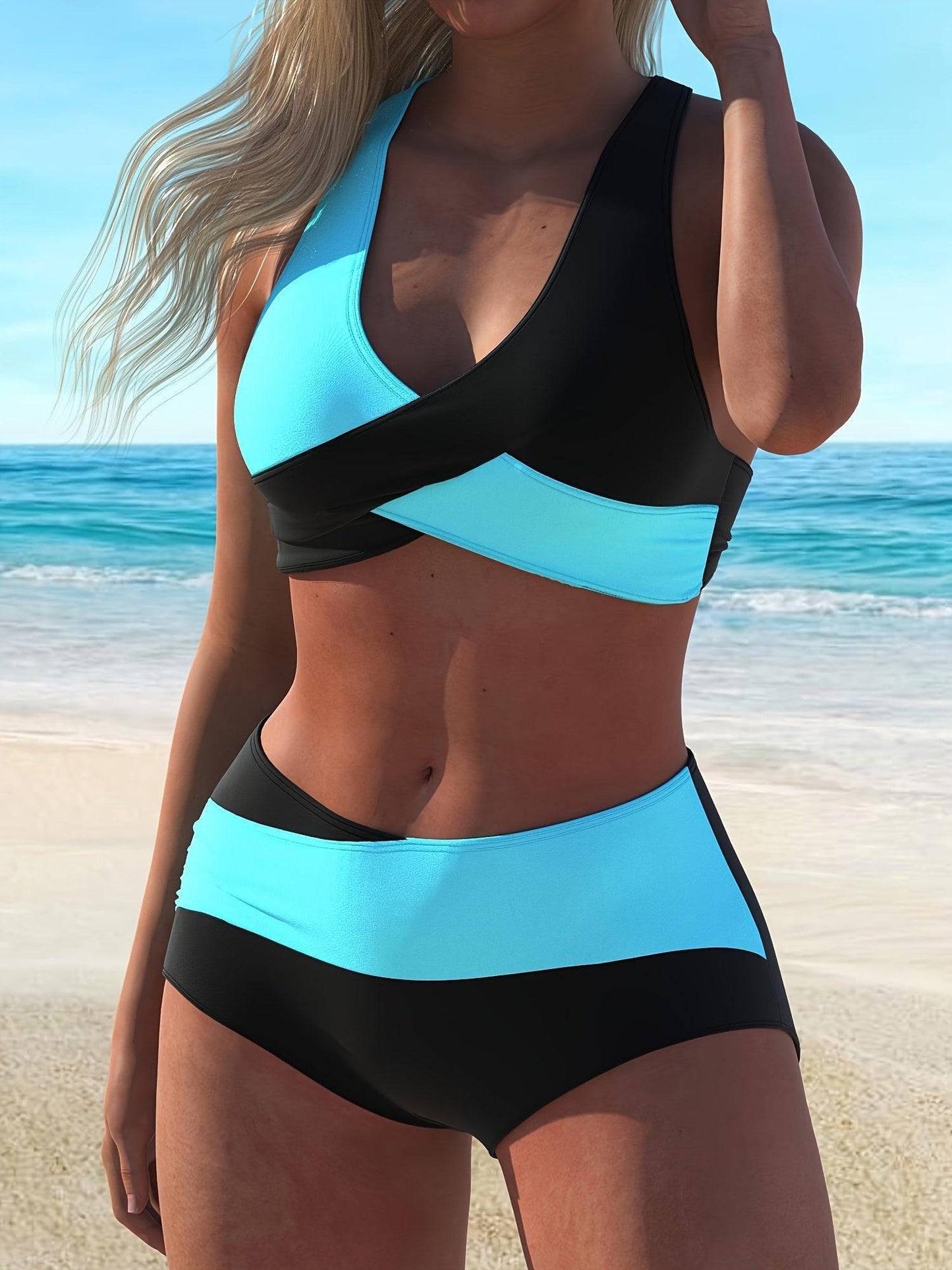 Women's Two-Piece Casual Swimsuit in Black – Timeless & Chic