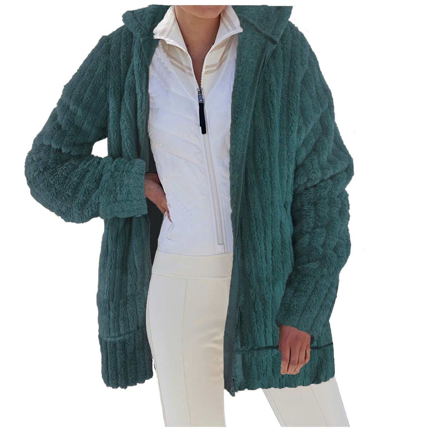 Cozy Plush Hooded Zip Jacket