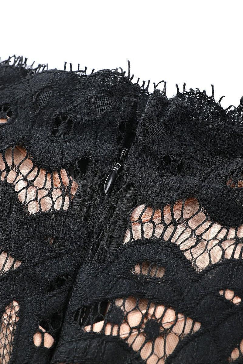 Off-Shoulder Long Sleeve Lace Dress-6