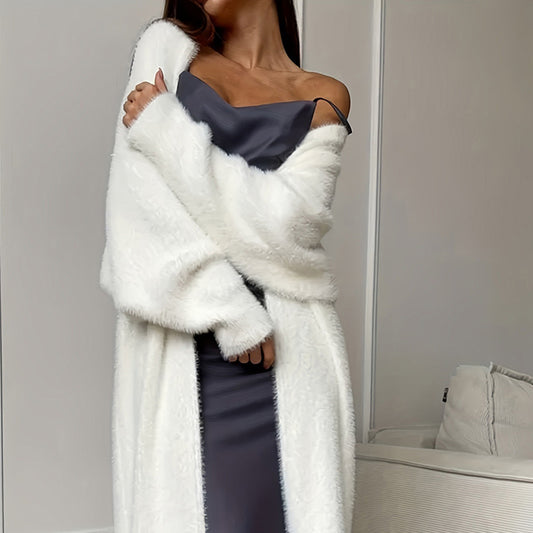 Furry Long Cardigan Duster Coat