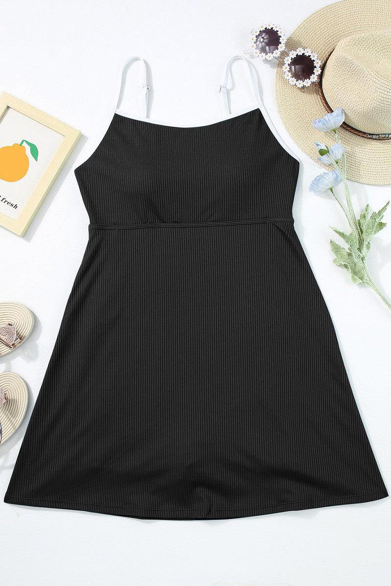 Contrast Trim Scoop Neck One-Piece Swimwear-6