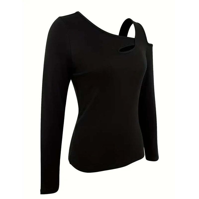Cut-Out Off Shoulder Long Sleeve Top
