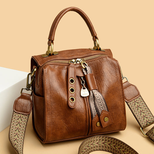 Women's Crossbody Messenger Bag - Multi-Compartment