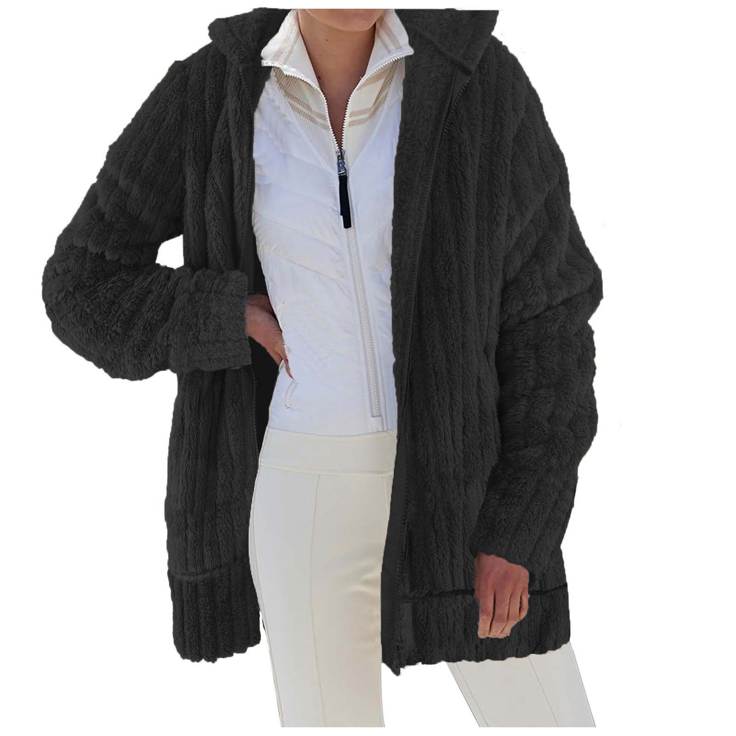 Cozy Plush Hooded Zip Jacket