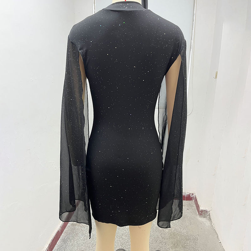 Glitter Bodycon Mini Cocktail Dress