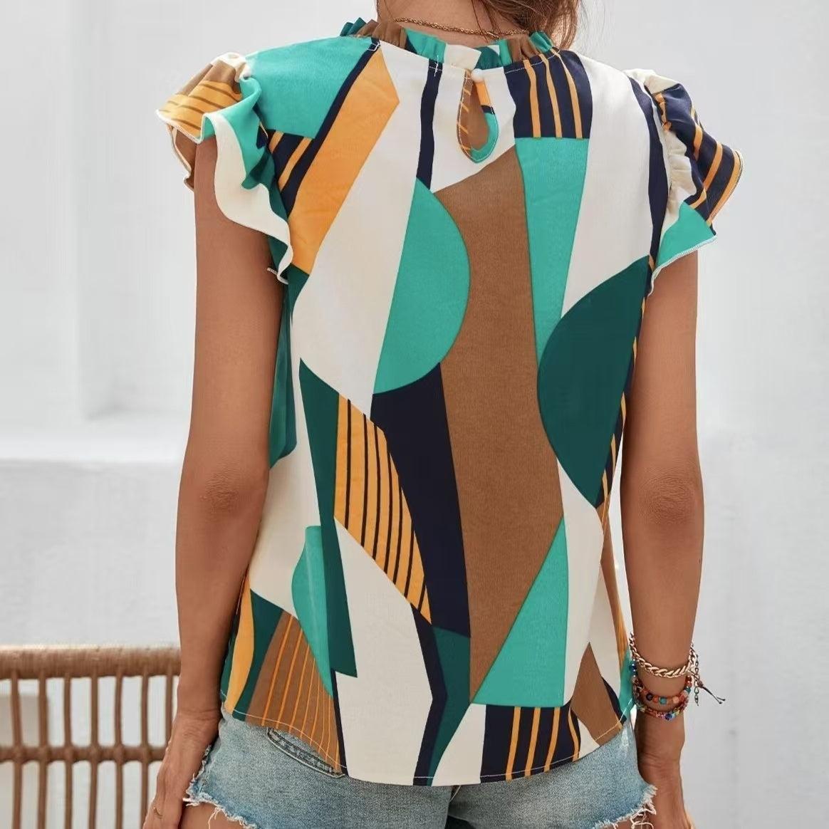 Ladies' Ruffled Edge Imitation Collar Shirt | Casual Top with Elegant Details
