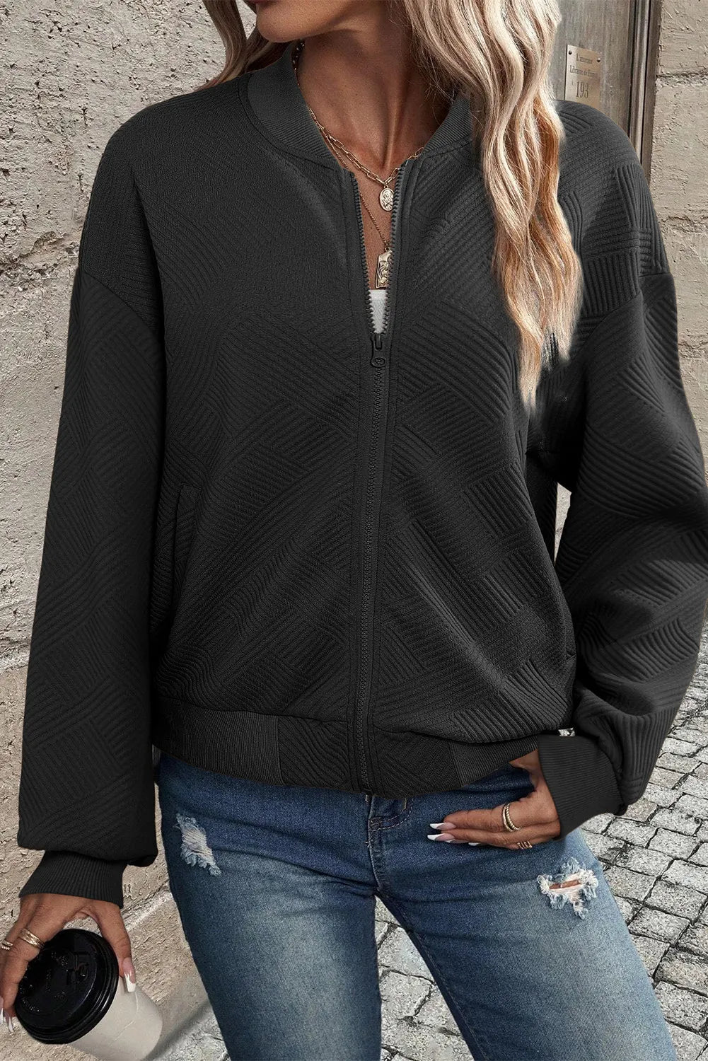 Black Leather Bomber Jacket