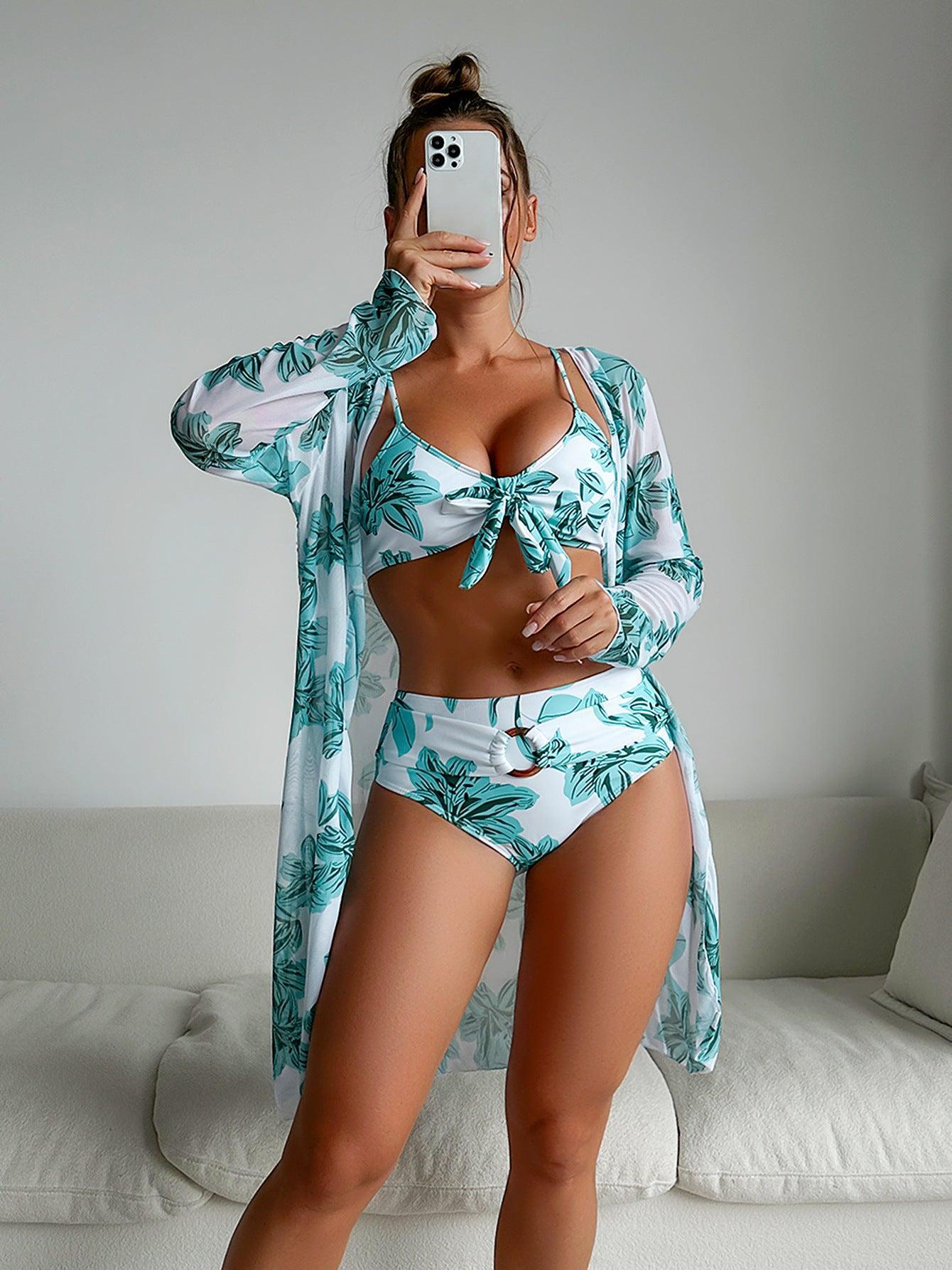 Women's Multi-Color Printed Bikini Three-Piece Swimsuit | Stylish and Trendy Beachwear