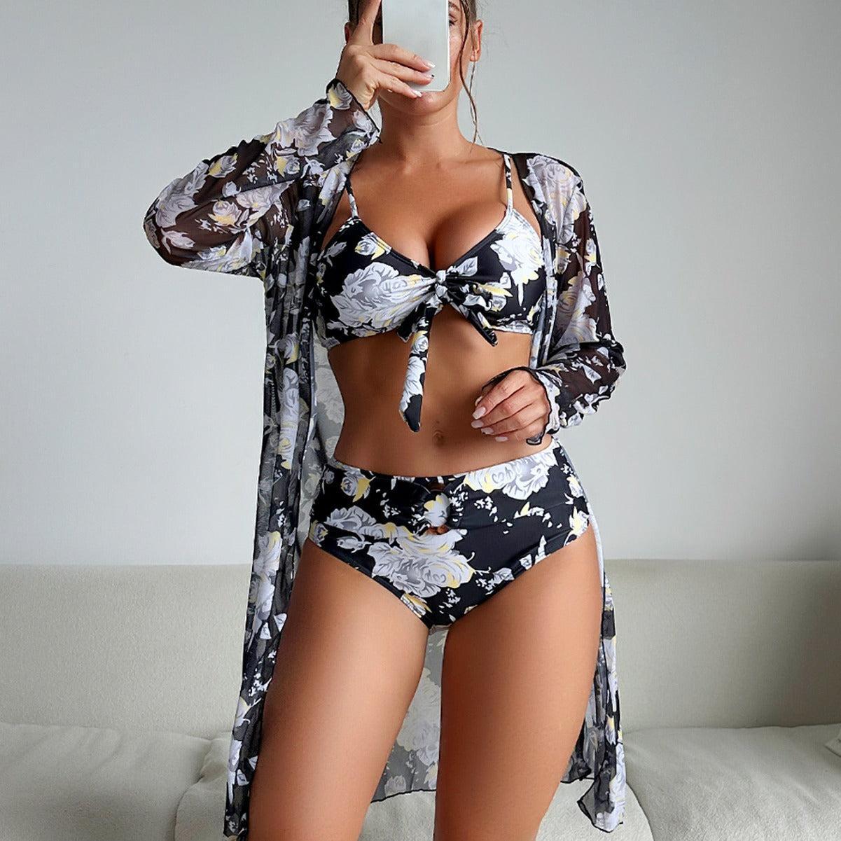 Women's Multi-Color Printed Bikini Three-Piece Swimsuit | Stylish and Trendy Beachwear