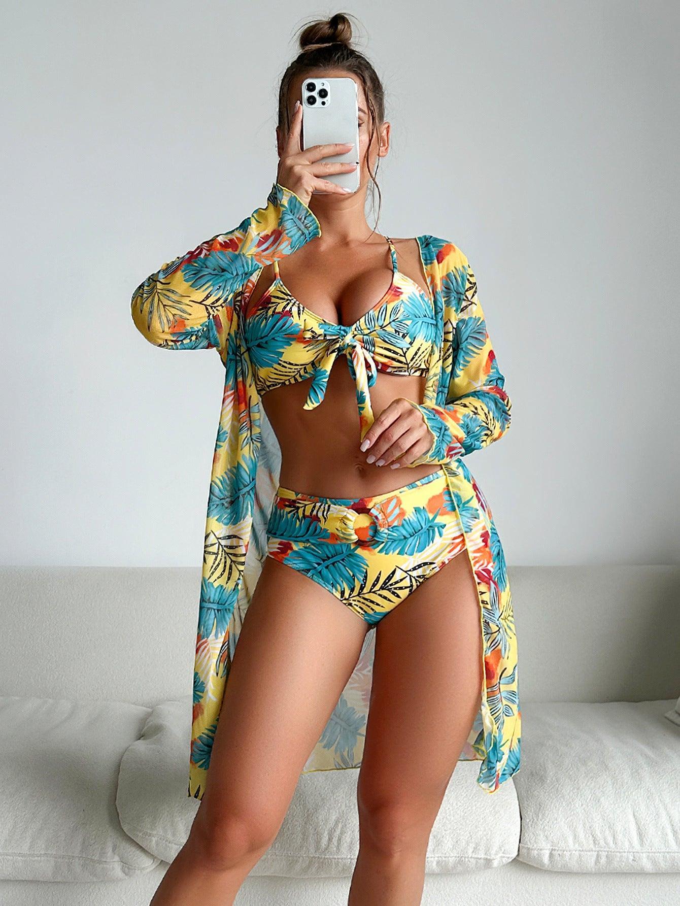 Women's Multi-Color Printed Bikini Three-Piece Swimsuit | Stylish and Trendy Beachwear