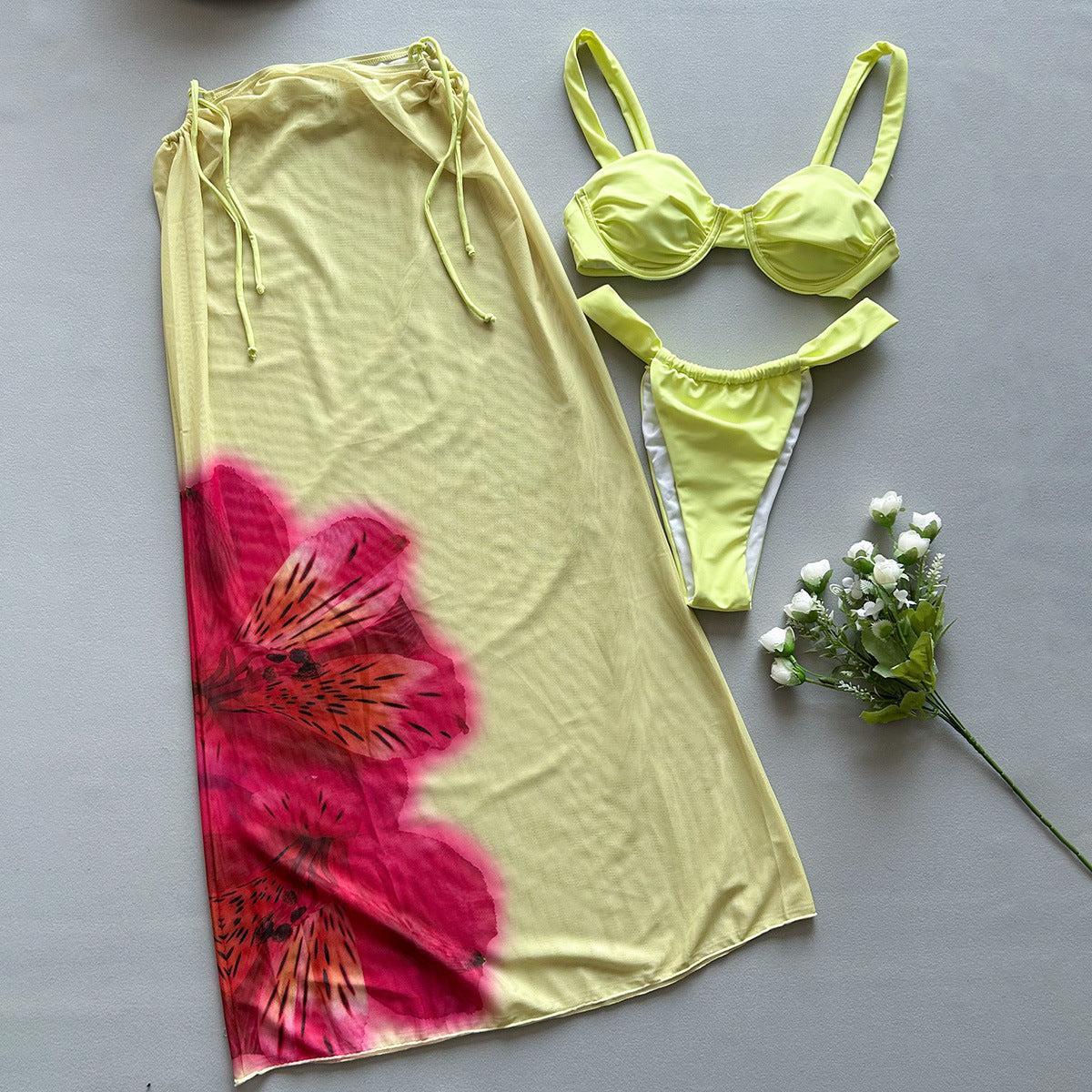 Three-piece Bikini Printed Split Women's Swimsuit Suit