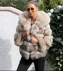 Chic Minimalist Patchwork Fur Jacket