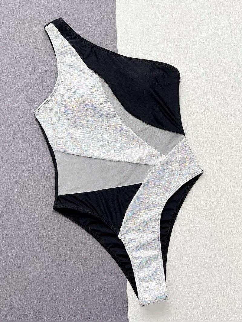 Contrast Panel One-Piece Swimsuit-7