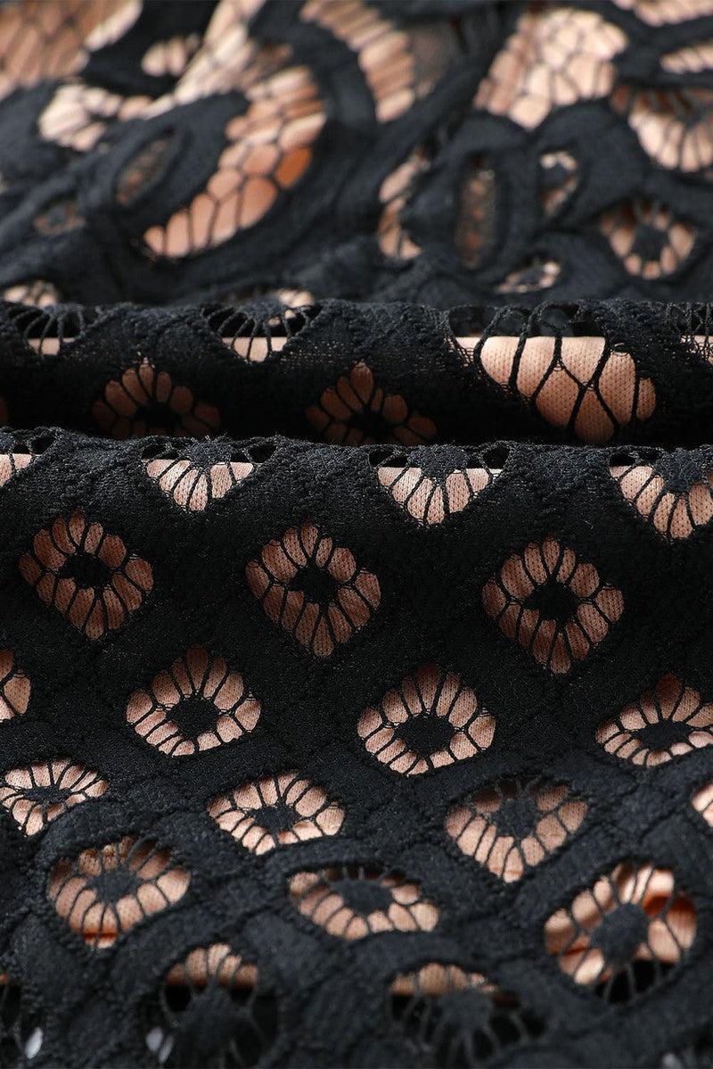 Off-Shoulder Long Sleeve Lace Dress-7