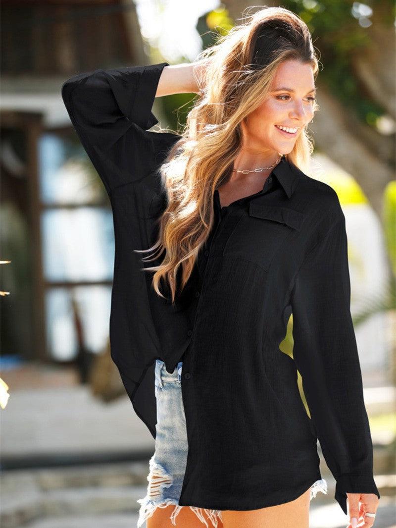 Pocketed Dropped Shoulder Cover Up-10