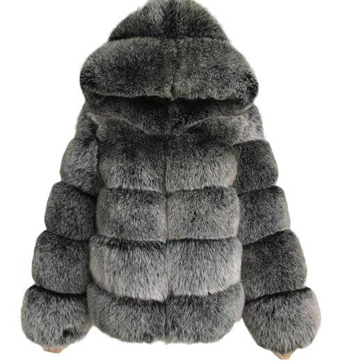 Chic Minimalist Patchwork Fur Jacket