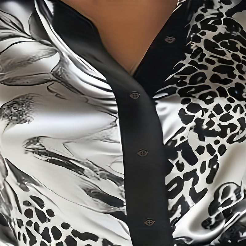 Satin Print Long Sleeve Blouse