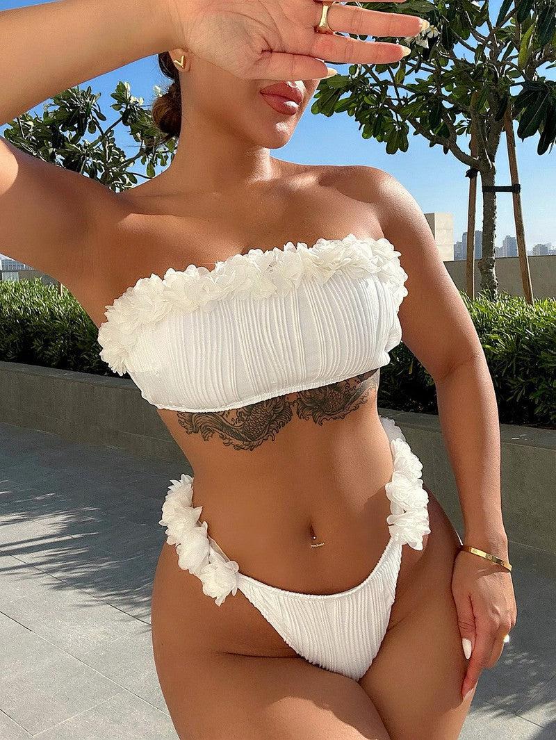 Applique Tie Back Two-Piece Bikini Set-1