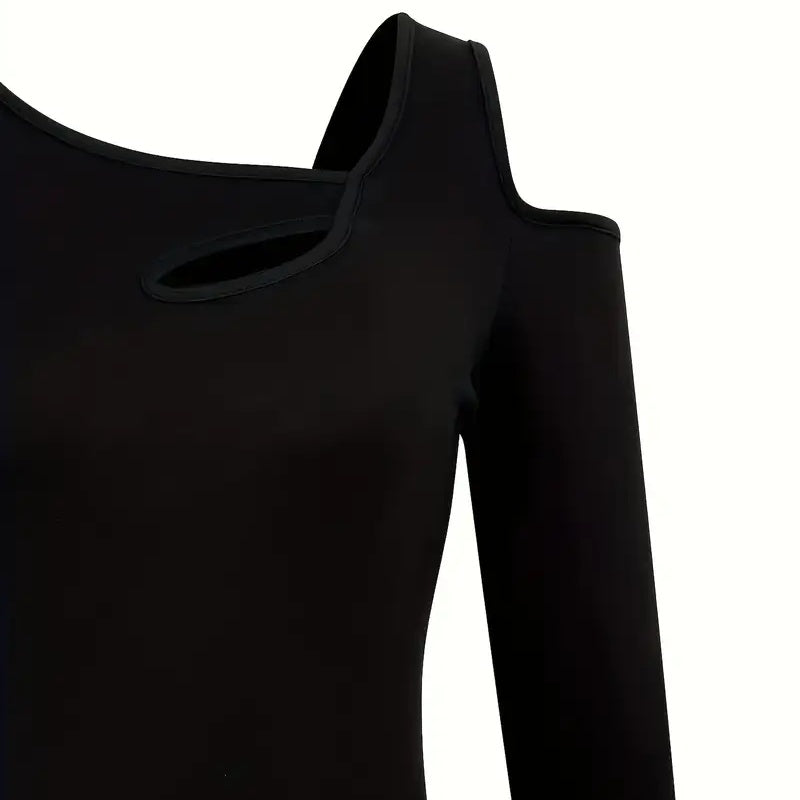 Cut-Out Off Shoulder Long Sleeve Top