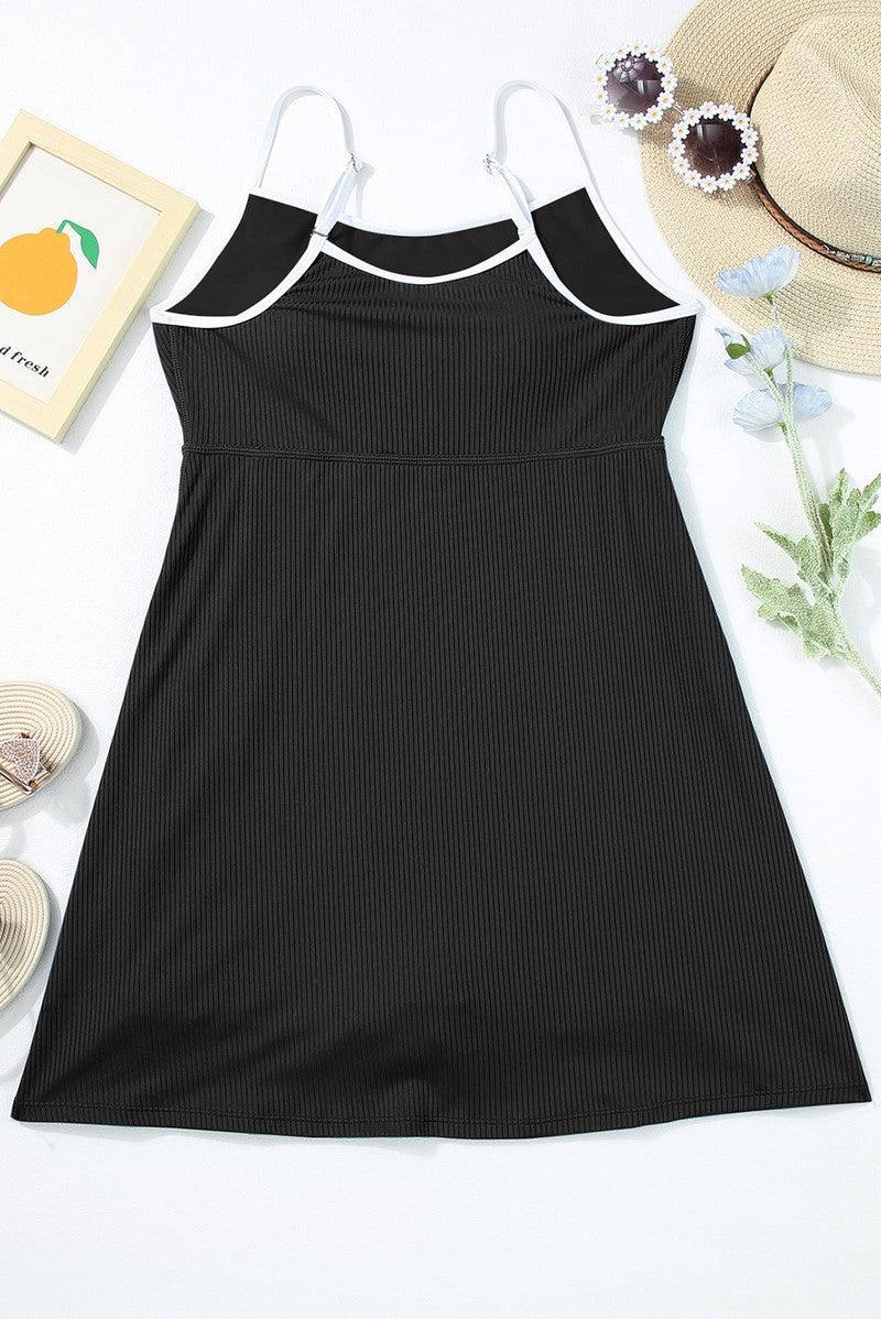 Contrast Trim Scoop Neck One-Piece Swimwear-7