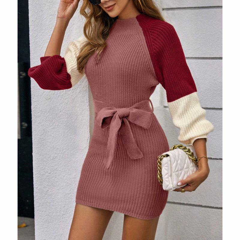 Color Block Sweater Midi Dress