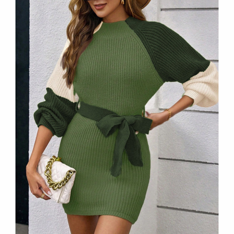 Color Block Sweater Midi Dress