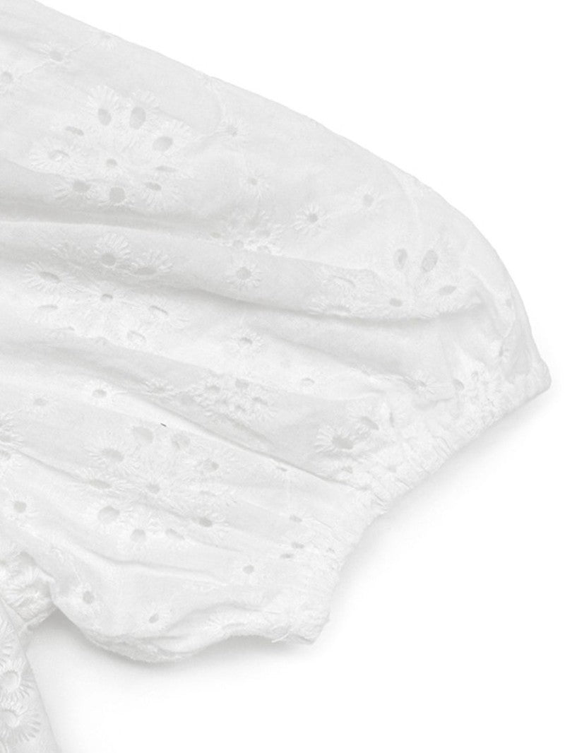 Perfee Tied Eyelet Short Sleeve Bodysuit-6