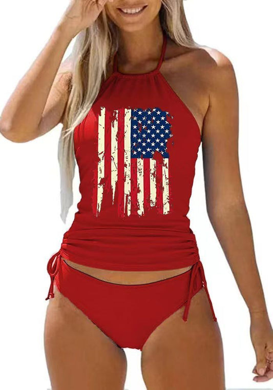 Women's Two-Piece Red Swimsuit – Casual, Bold, and Vibrant for Summer