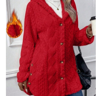 Cozy Hooded Button Cardigan Coat