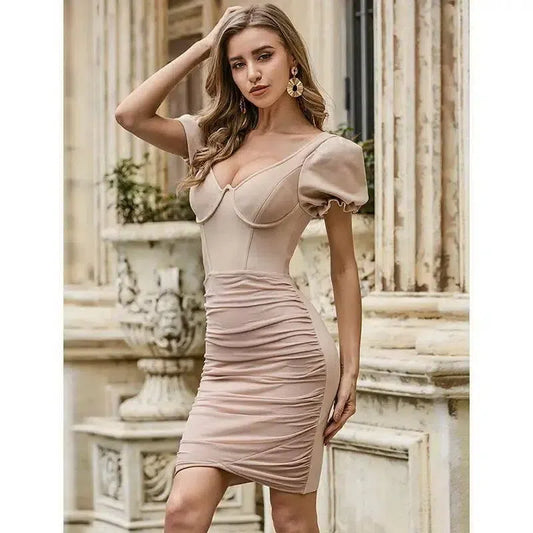 Evening dress women's party dress-Apricot-1