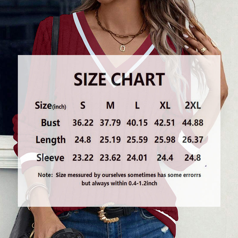 Color Block V-Neck Blouse