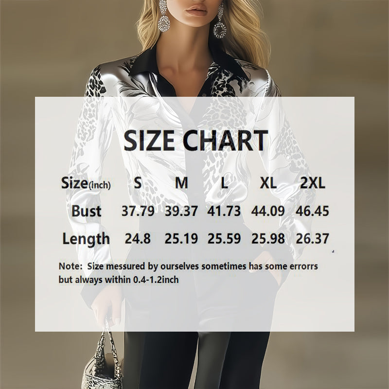 Satin Print Long Sleeve Blouse