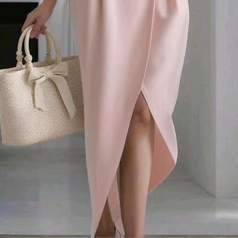 Lapel Midi Bodycon Dress with Pockets