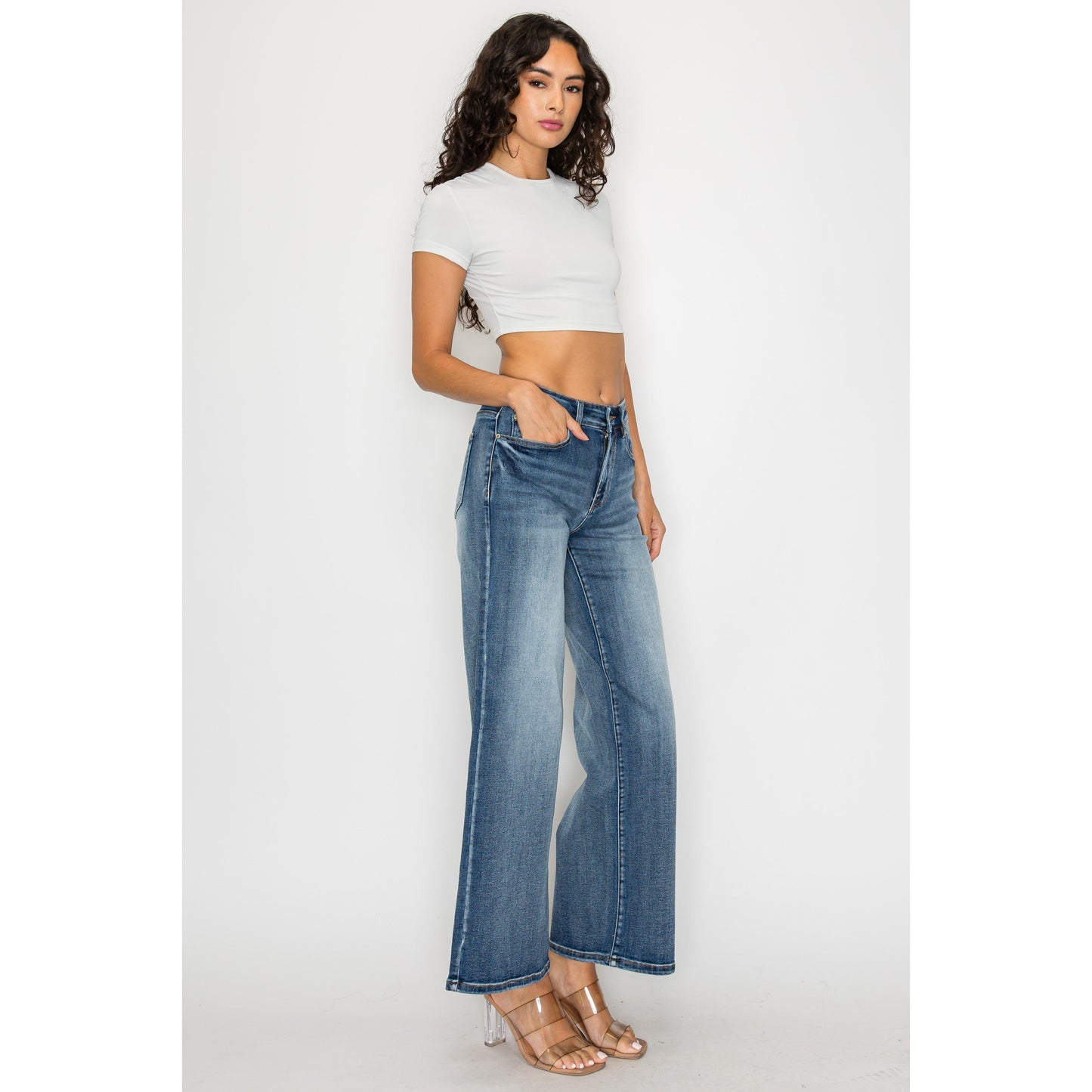 Dark Blue Flare Pants for Curves