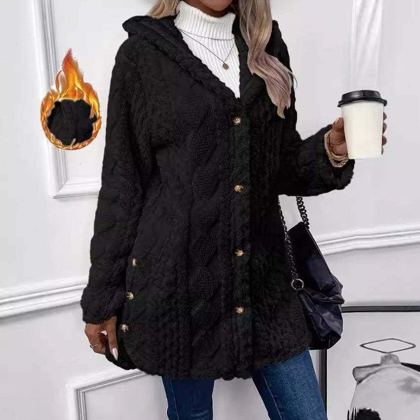 Cozy Hooded Button Cardigan Coat