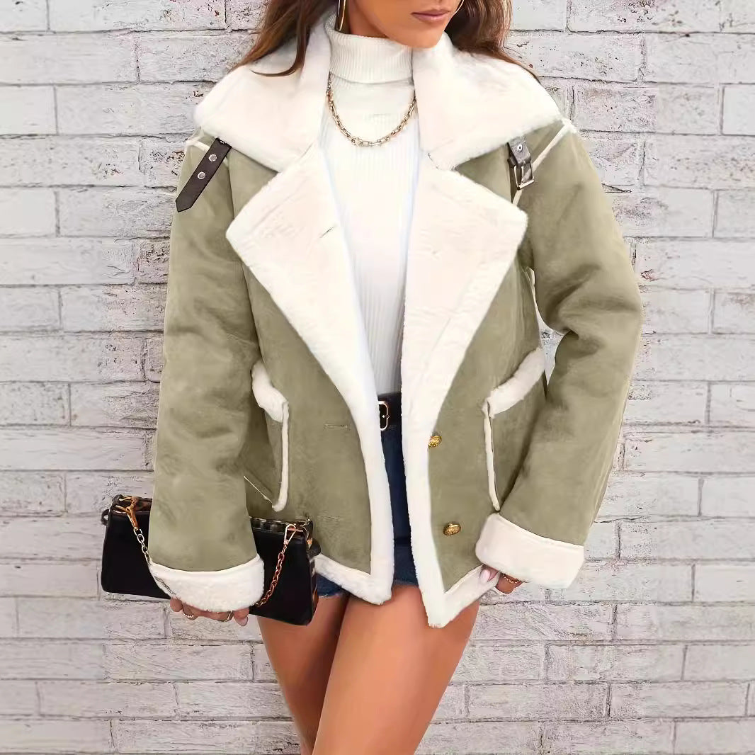 Cozy Chic Polo Collar Plush Jacket
