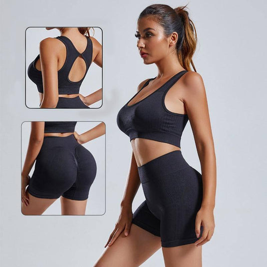 2pcs Yoga Set Women's Vest And Shorts Tracksuit Seamless Workout Sportswear Gym Clothing High Waist Leggings Fitness Sports Suits-1