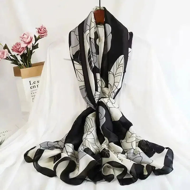 All-in-one Sunscreen Shawl Travel Silk Scarf Women's Beach-20