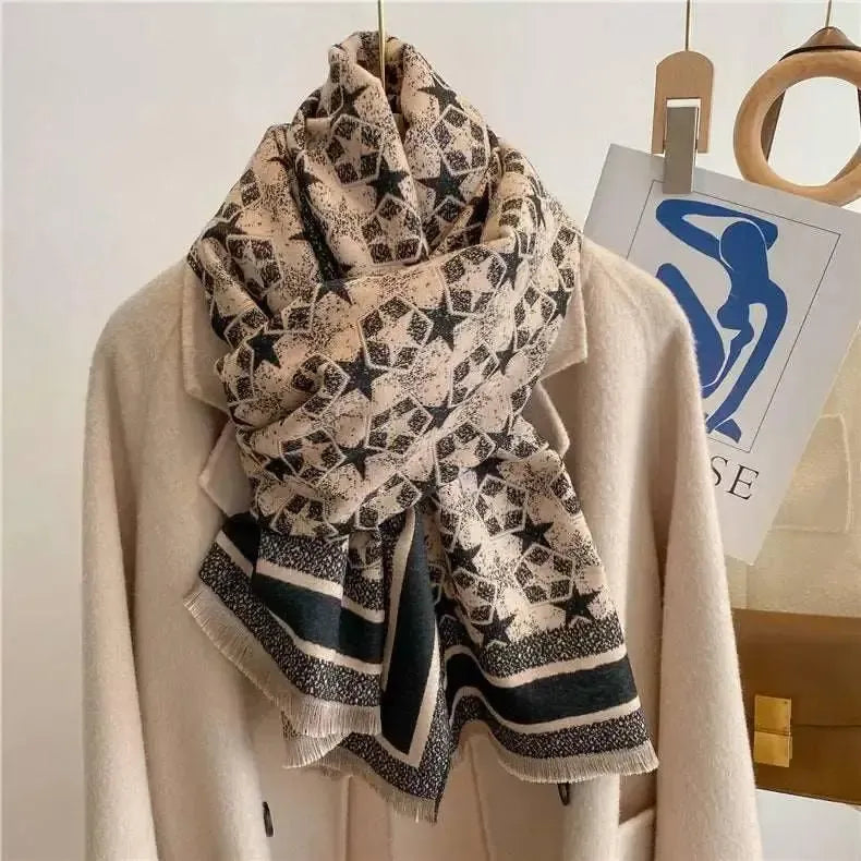 Autumn And Winter Five-pointed Star Warm Scarf Female Long-8