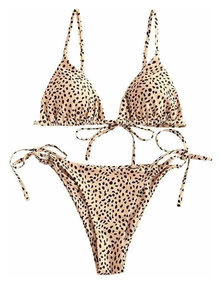 Bikini Split Swimsuit Double-Sided Leopard Snakeskin Print-Yellowdots-5